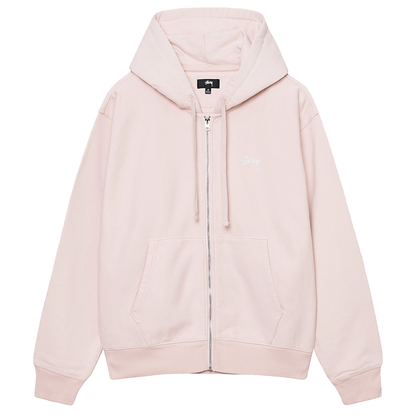 Stussy Stock Logo Zip Hoodie - Light Pink