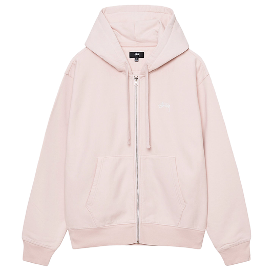 Stussy Stock Logo Zip Hoodie - Light Pink