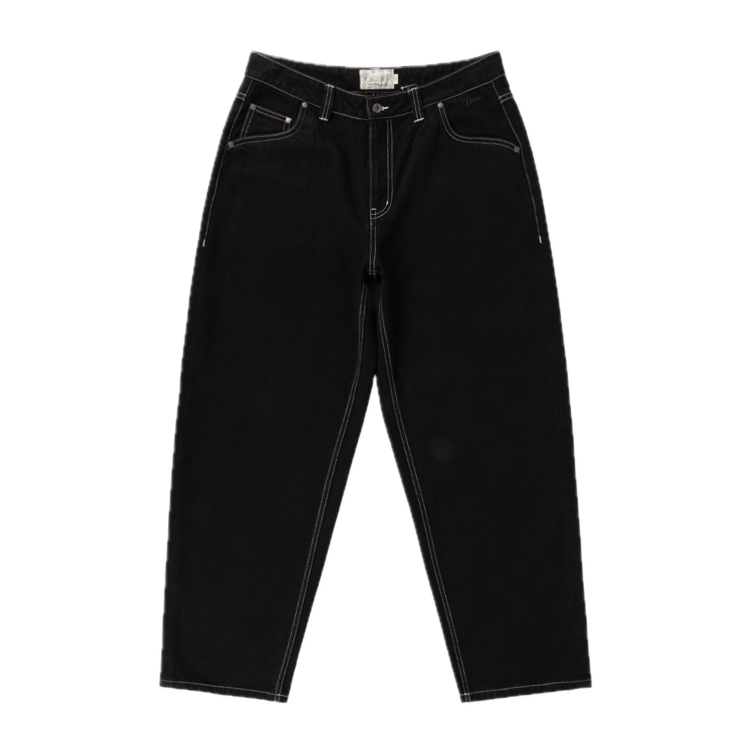 Dime Baggy Denim Pants - Black (Contrast Stitch)