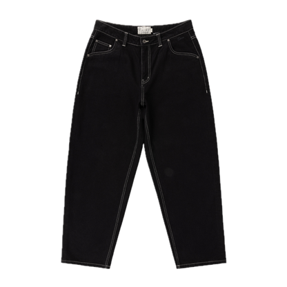 Dime Baggy Denim Pants - Black (Contrast Stitch)
