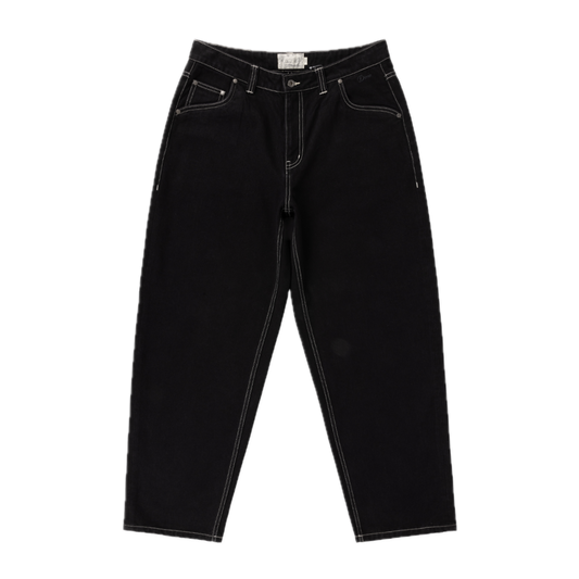 Dime Baggy Denim Pants - Black (Contrast Stitch)