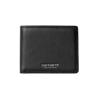 Carhartt WIP Vegas Billfold Wallet - Black Leather/Silver