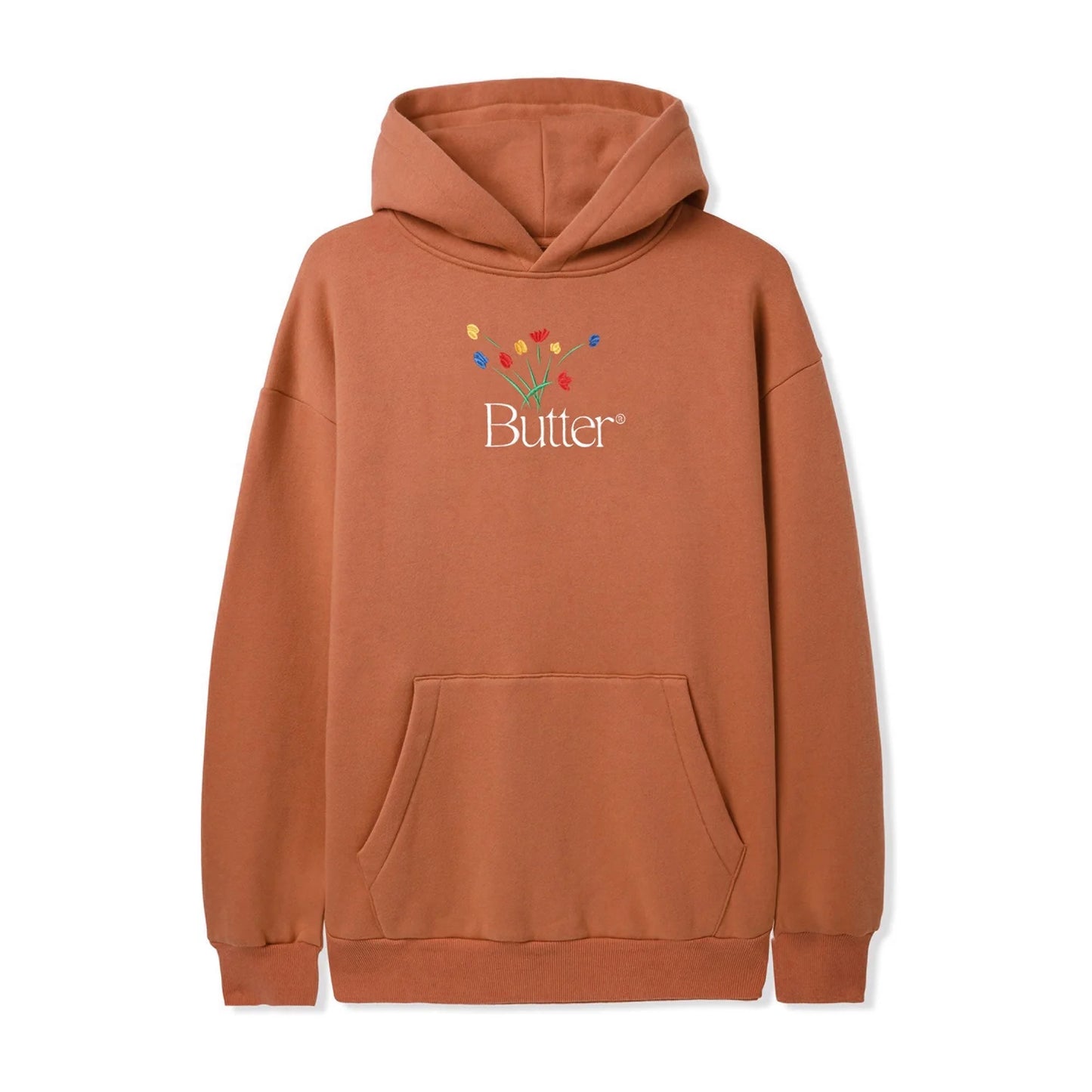 Butter Goods Boquet Embroidered Hoodie - Washed Rust