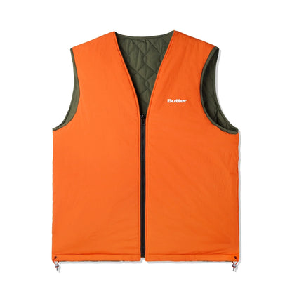 Butter Goods Chainlink Reversible Puffer Vest - Army/Orange