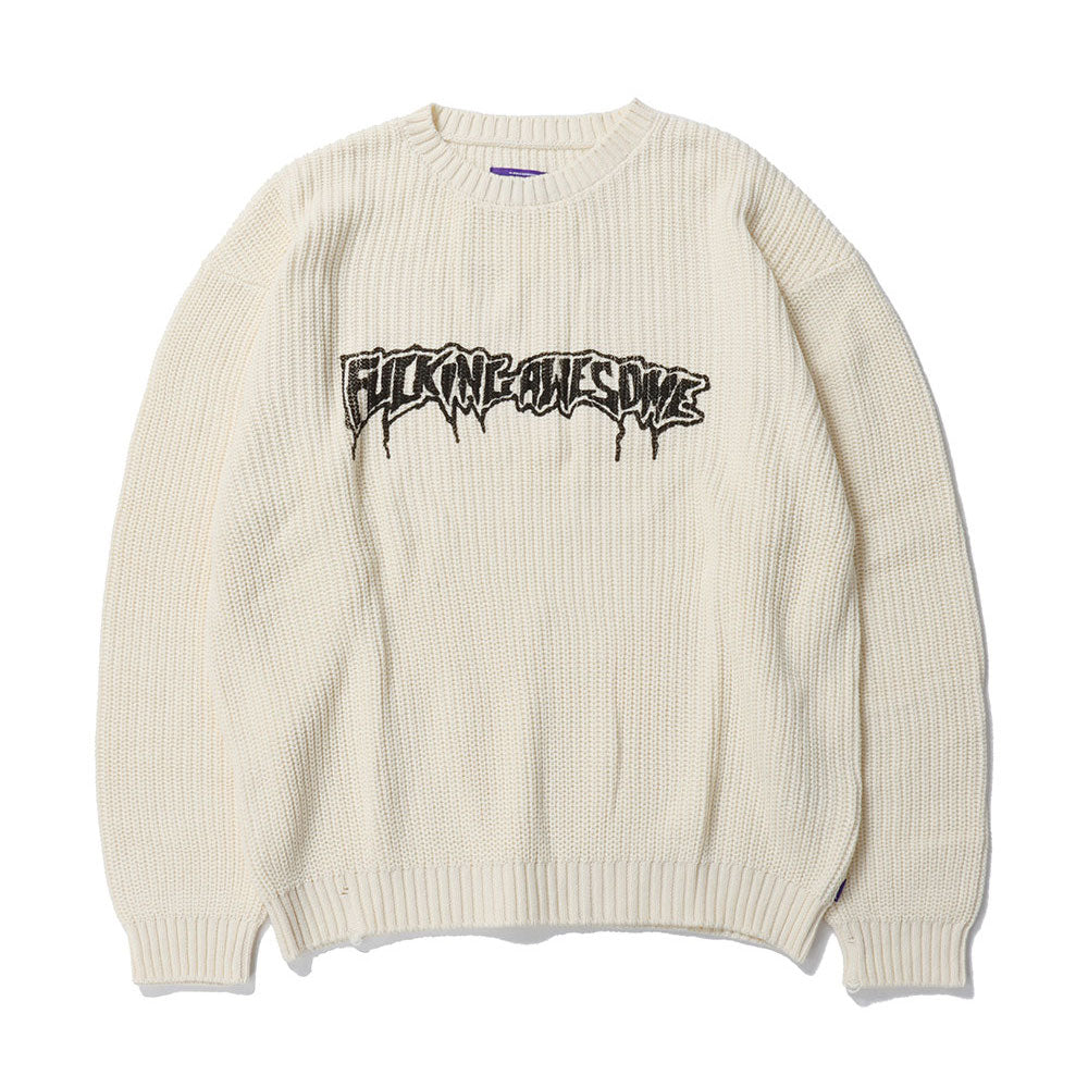 Fucking Awesome Drip Logo Sweater - Cream