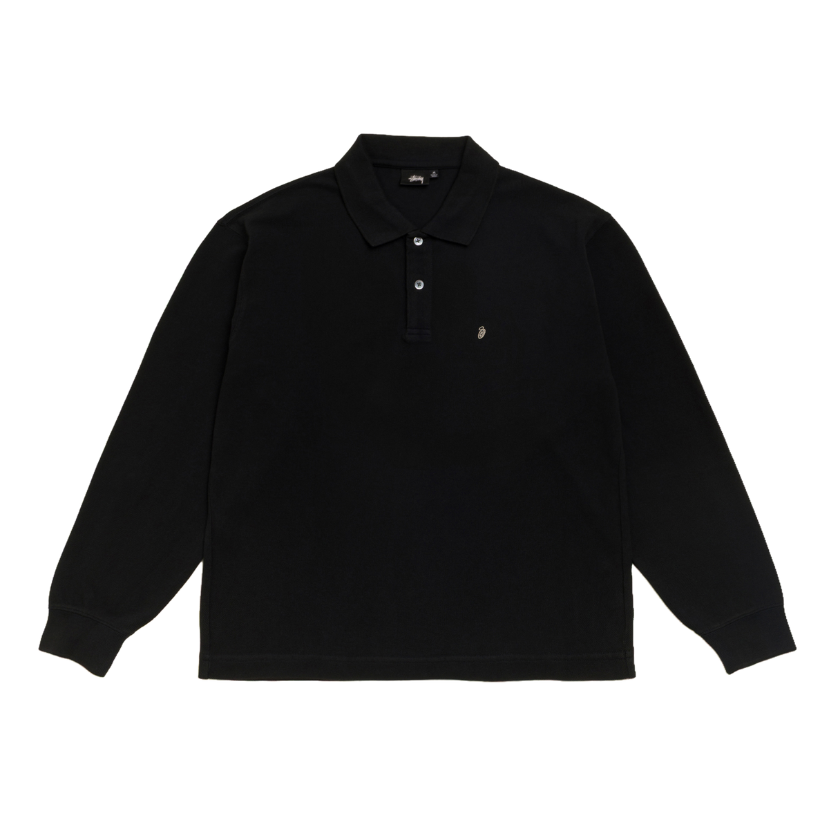 Stussy Classic Pique Longsleeve Polo - Black
