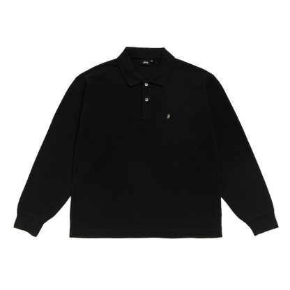 Stussy Classic Pique Longsleeve Polo - Black