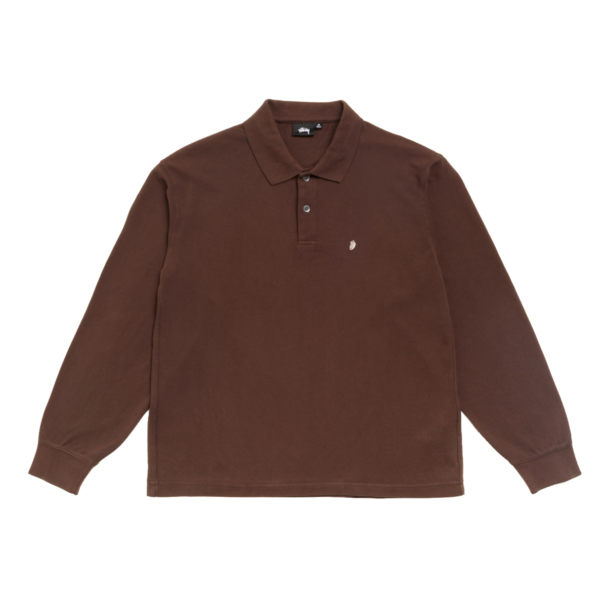 Stussy Classic Pique Longsleeve Polo - Brown