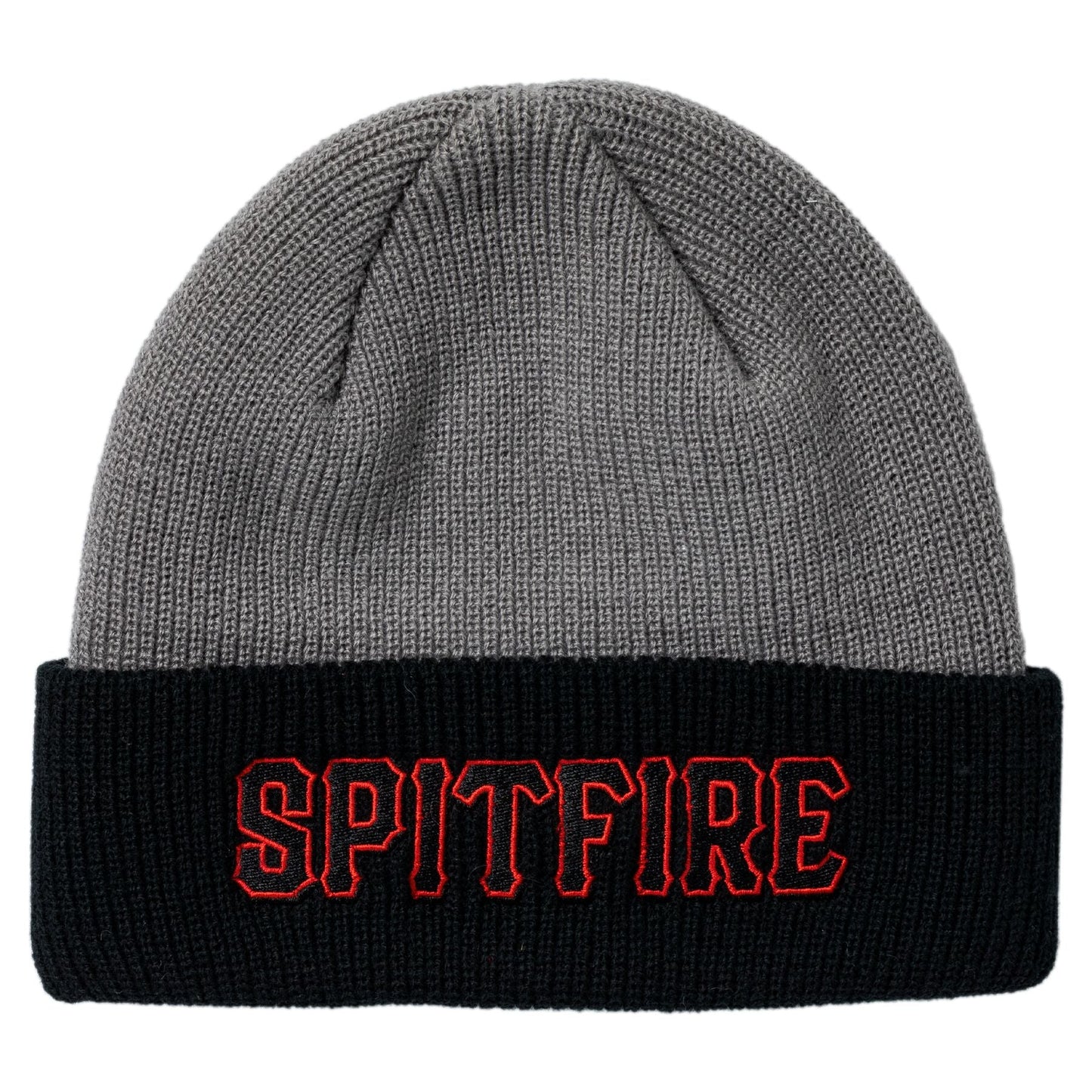Spitfire Spitball Cuff Beanie - Charcoal/Black/Red