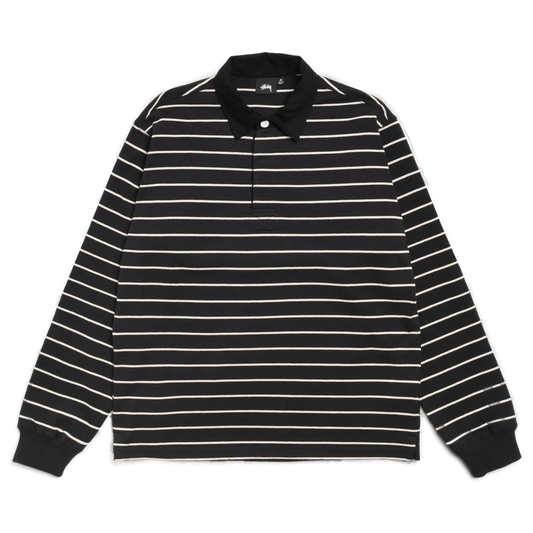 Stussy Striped Rugby Shirt - Black
