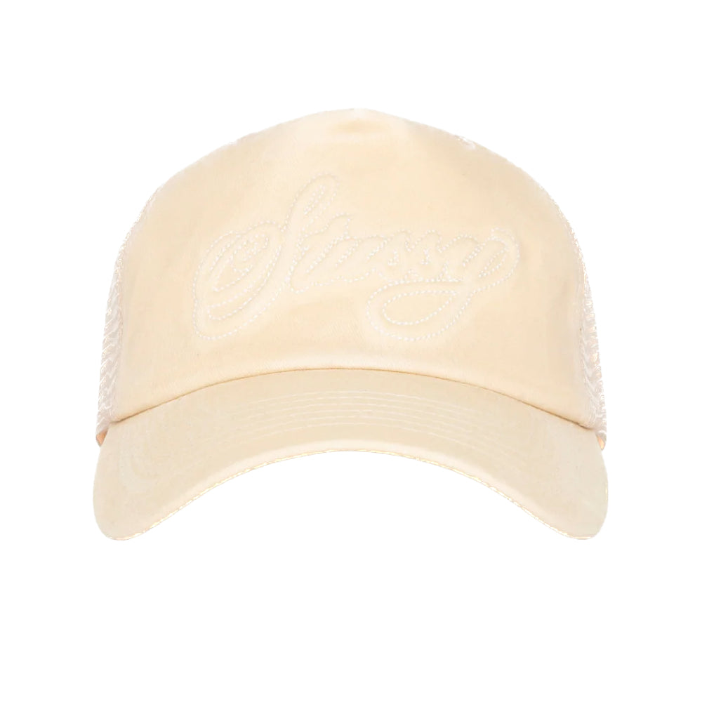 Stussy Cursive Stitch Trucker Cap - Sand
