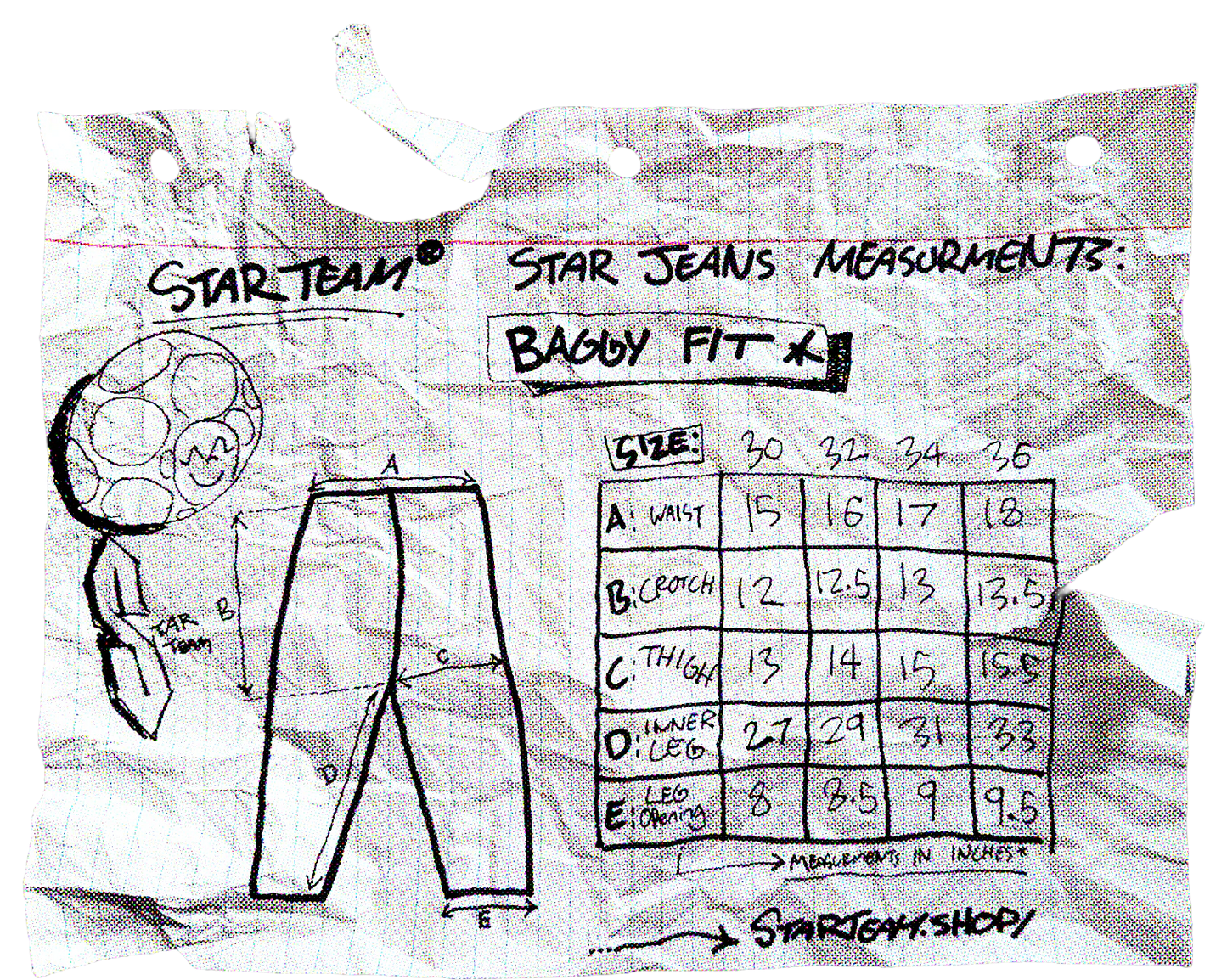 Star Team Cross Stitch Double Knee Jeans - Black