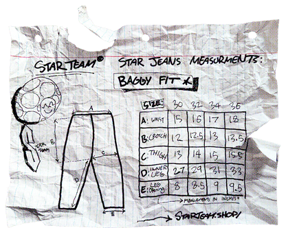 Star Team Cross Stitch Double Knee Jeans - Black