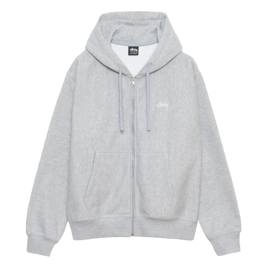 Stussy Stock Logo Zip Hoodie - Grey Heather