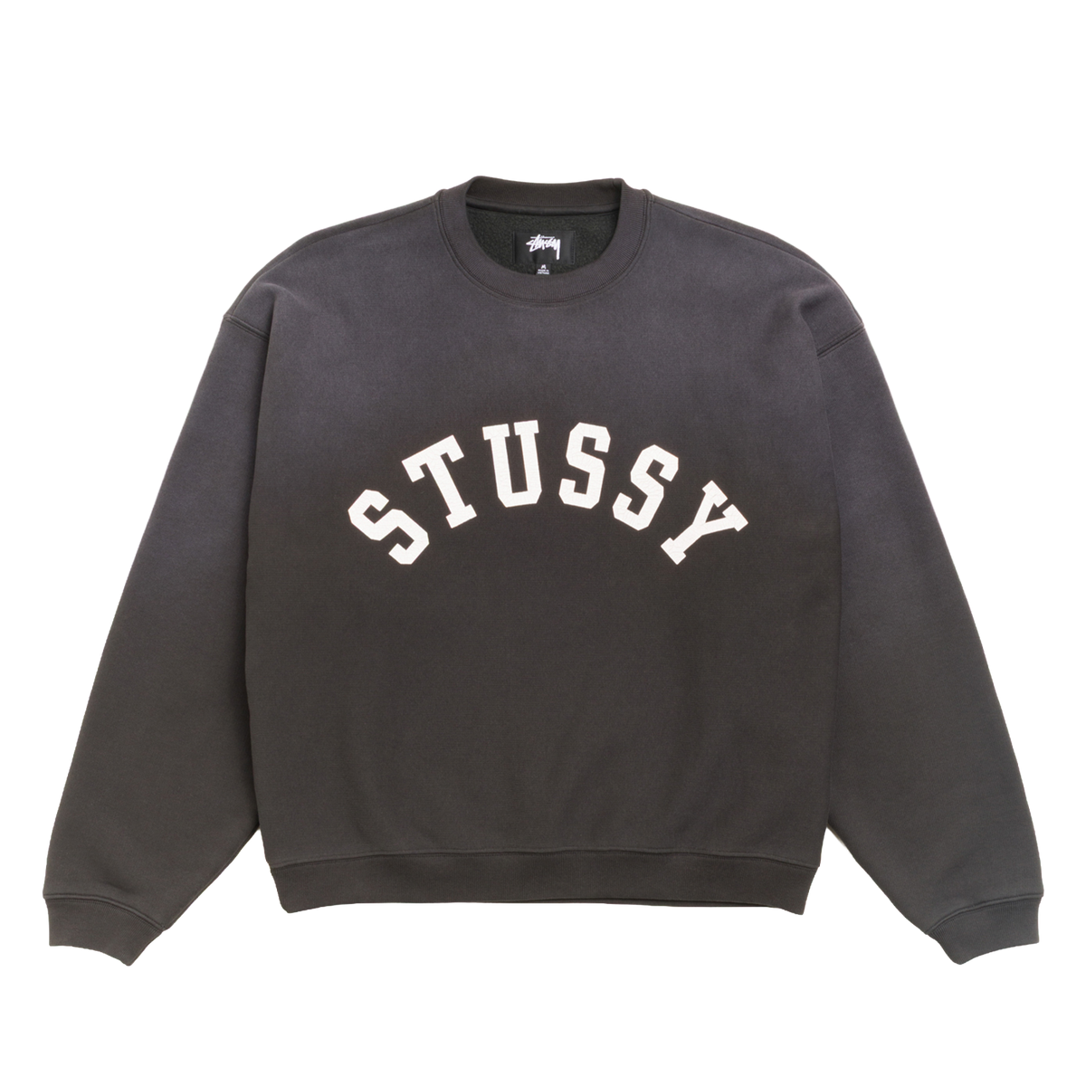 Stussy Sun Faded Oversized Crewneck Sweater - Black