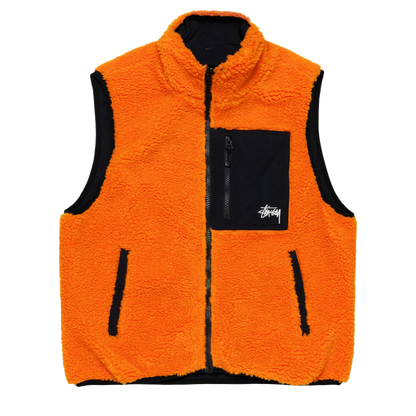 Stussy Sherpa Reversible Vest - Tangerine