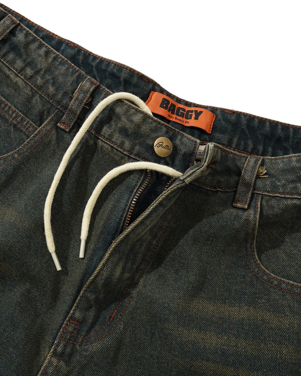 Butter Goods Warped Denim Jeans - Dirty Wash Indigo