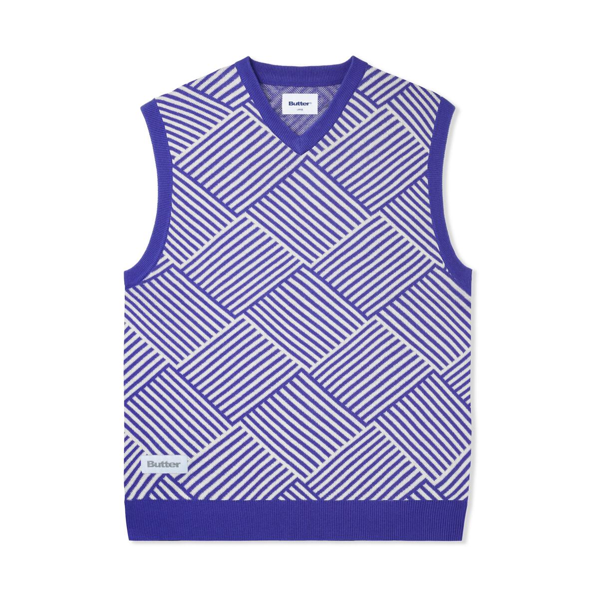 Butter Goods Parquet Knit Vest - Royal/Cream