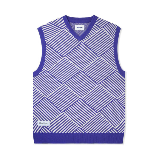 Butter Goods Parquet Knit Vest - Royal/Cream