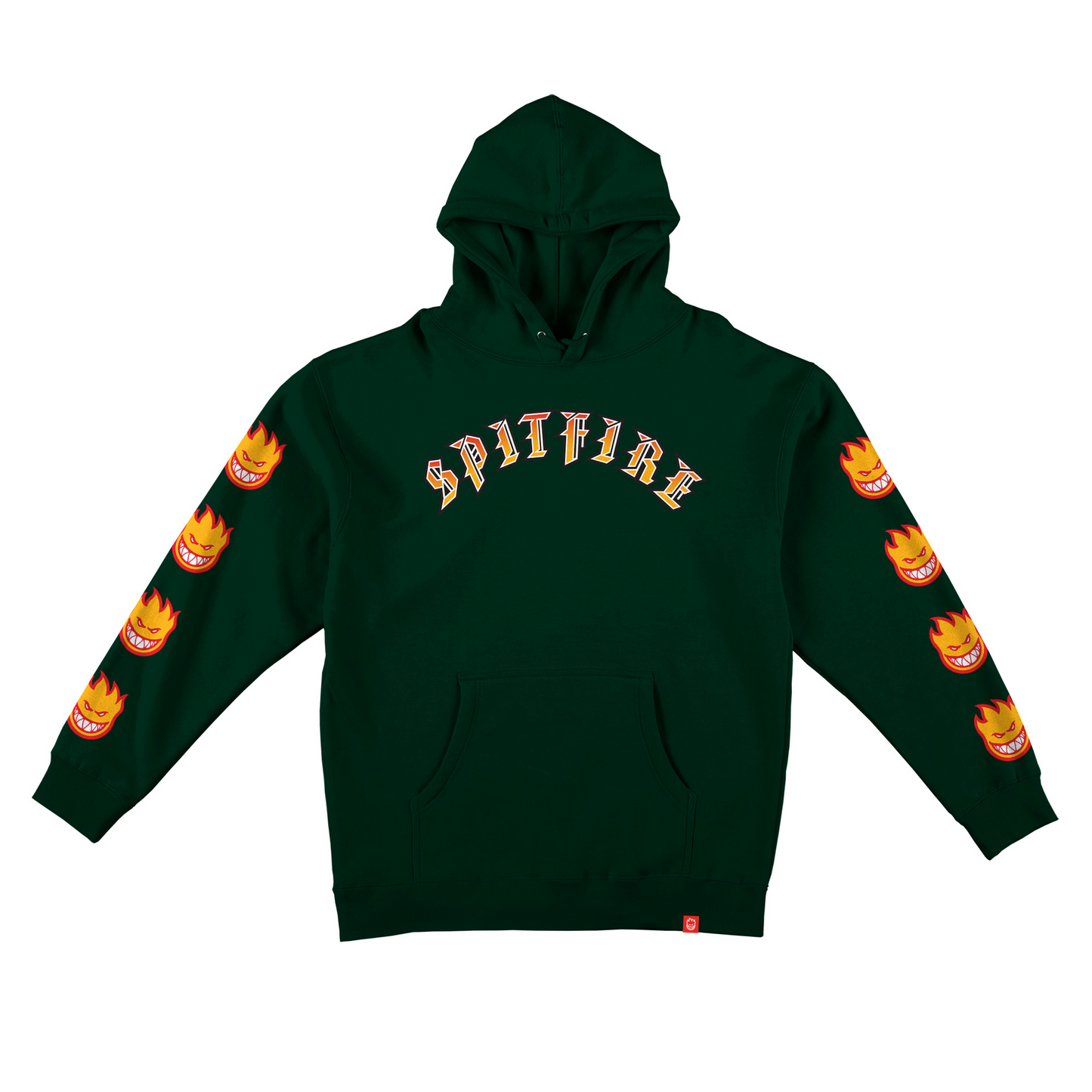 Spitfire Old E Bighead Fill Sleeve Hoodie - Dark Green/Gold/Red