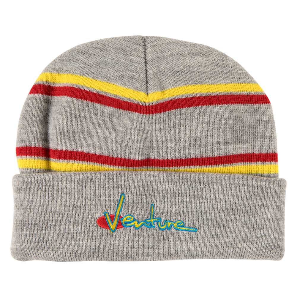 Venture 90's Cuff Beanie - Heather Grey/Yellow/Red