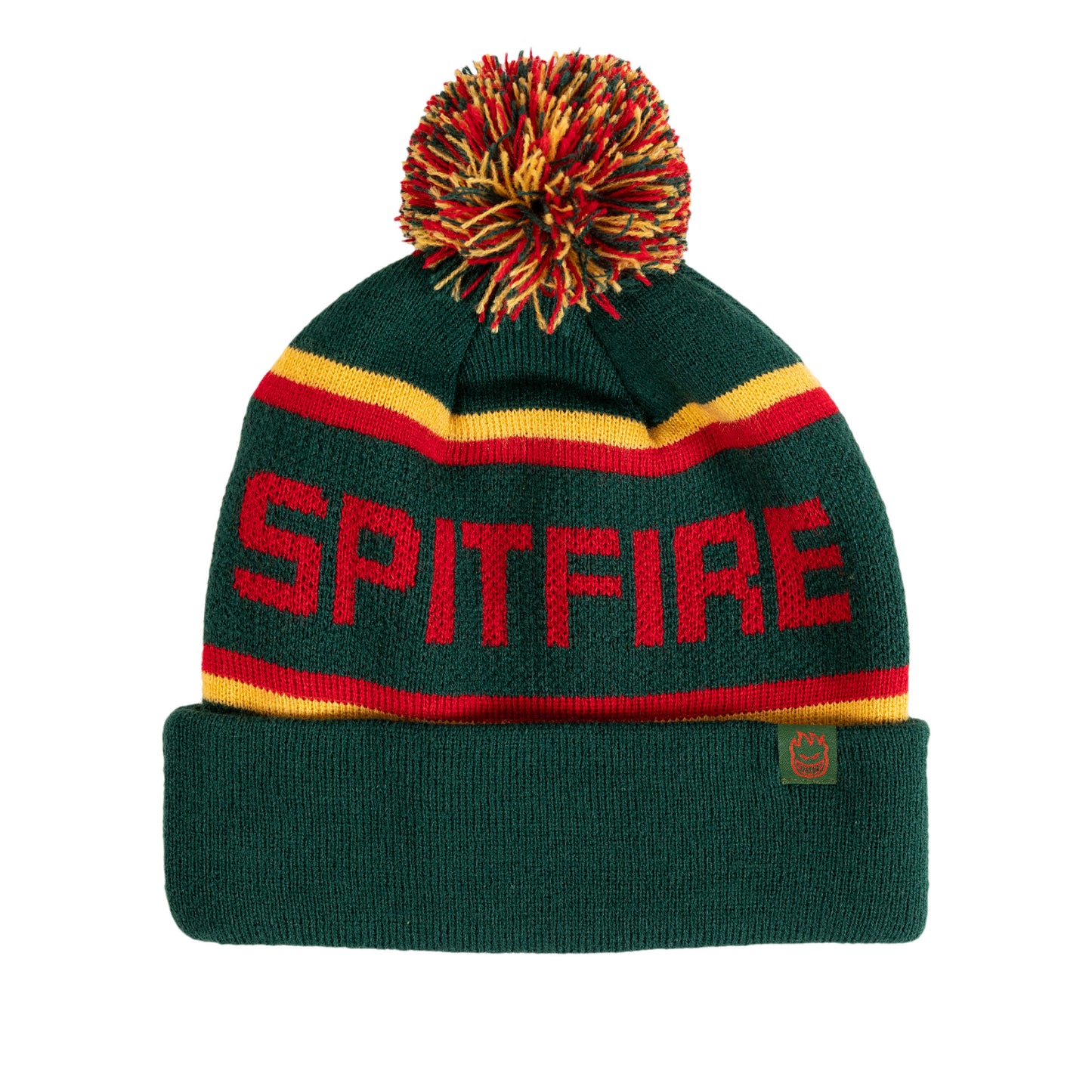 Spitfire Classic '87 Fill Pom Pom Beanie - Dark Green/Gold/Red