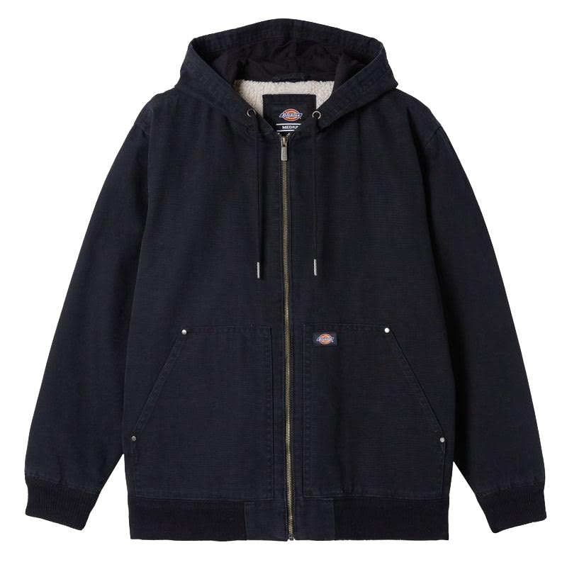 Dickies Hooded Duck Bomber Jacket - Stonewashed Black