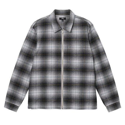 Stussy Paul Shadow Plaid Zip Shirt - Black