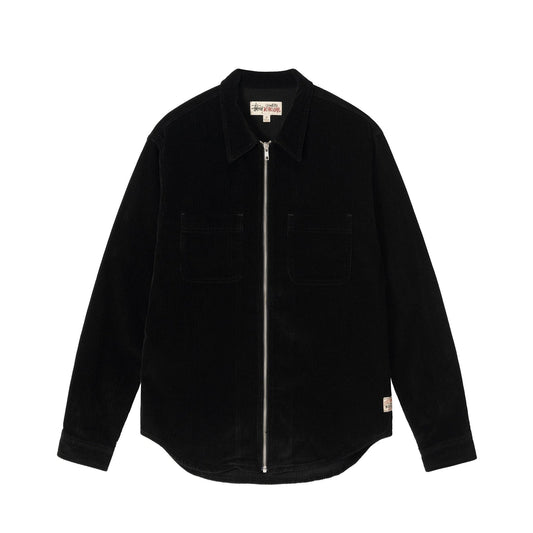 Stussy Wide Wale Cord Zip Shirt - Black