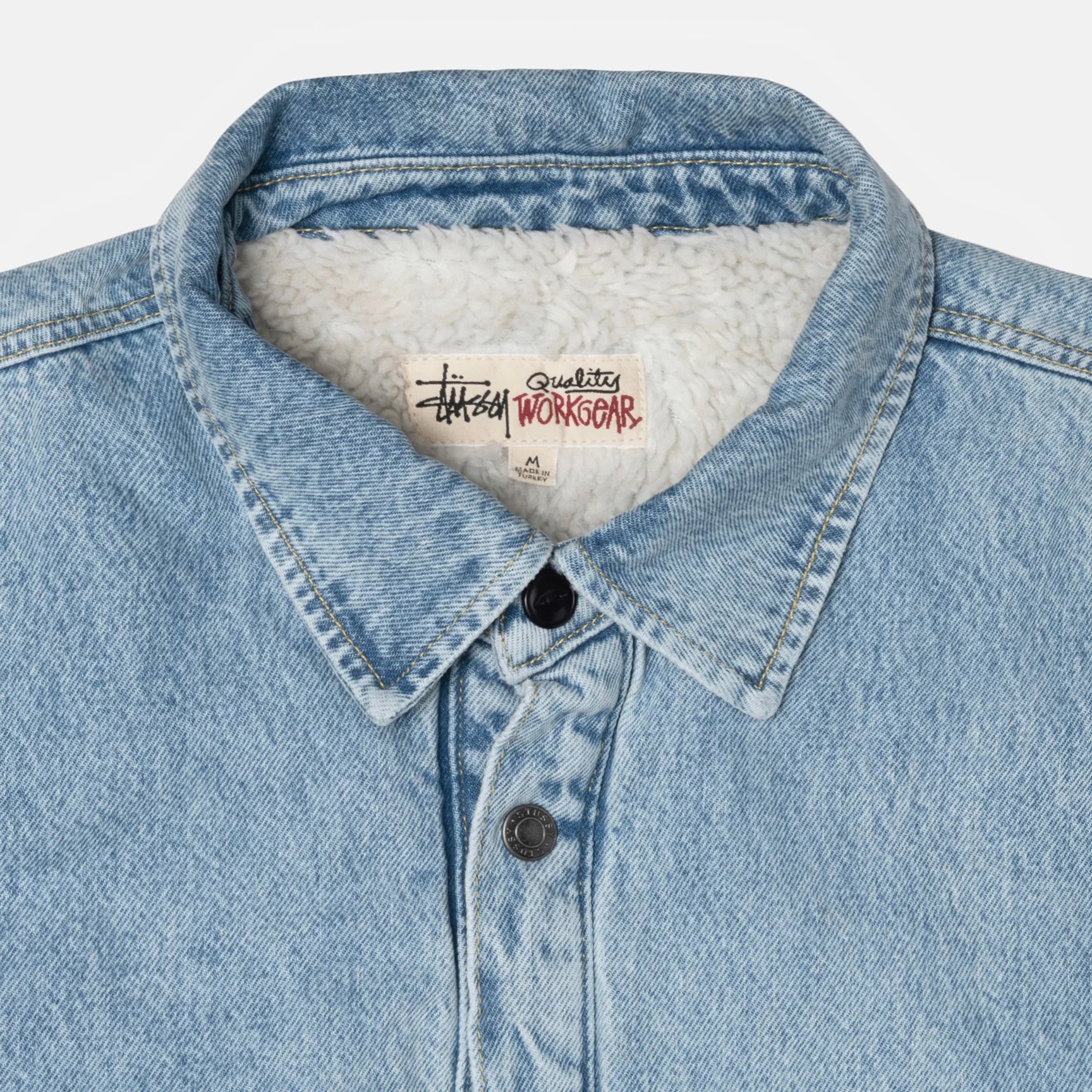 Stussy Sherpa Lined Denim Shirt - Stone Wash – Ninetimes Skateshop