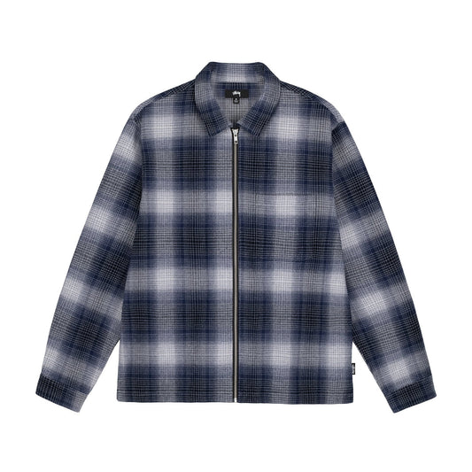 Stussy Jack Shadow Plaid Zip Shirt - Navy