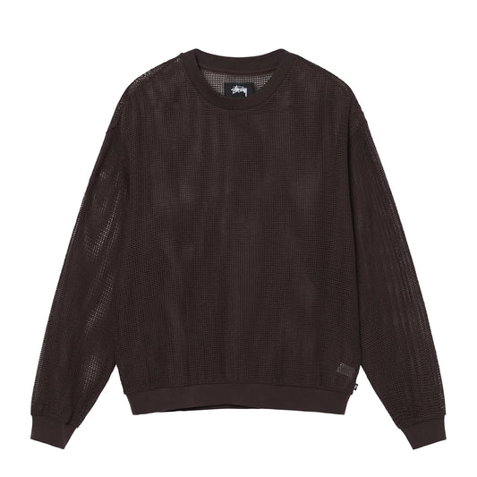 Stussy Cotton Mesh Longsleeve Crew - Brown
