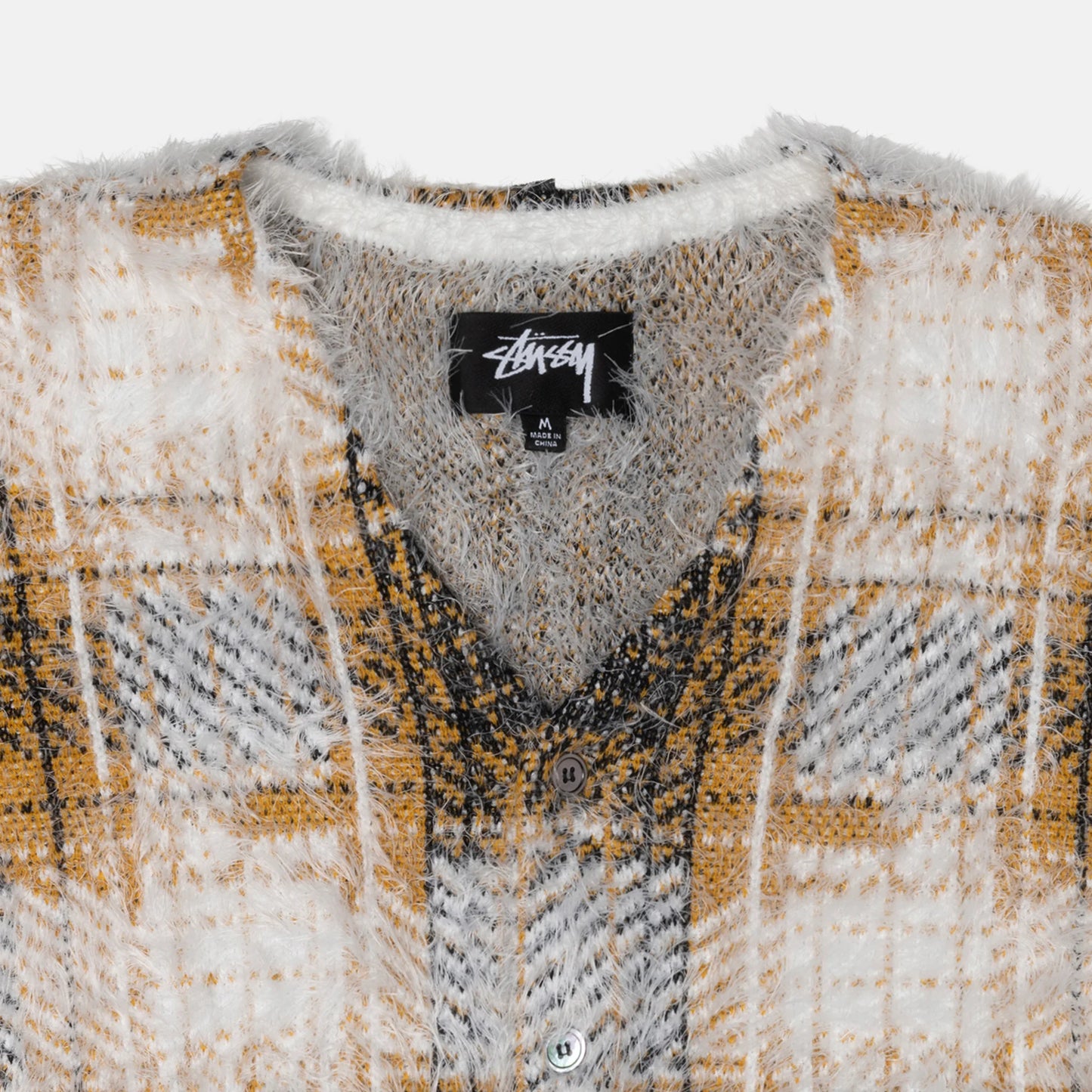 Stussy Hairy Plaid Cardigan - Gold