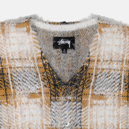 Stussy Hairy Plaid Cardigan - Gold