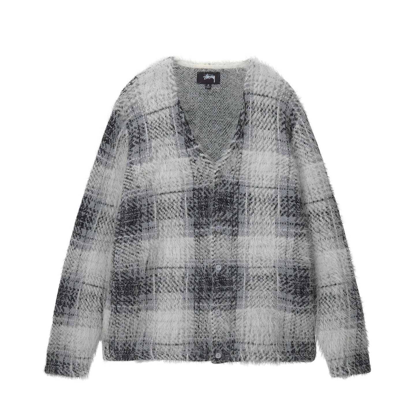 Stussy Hairy Plaid Cardigan - White