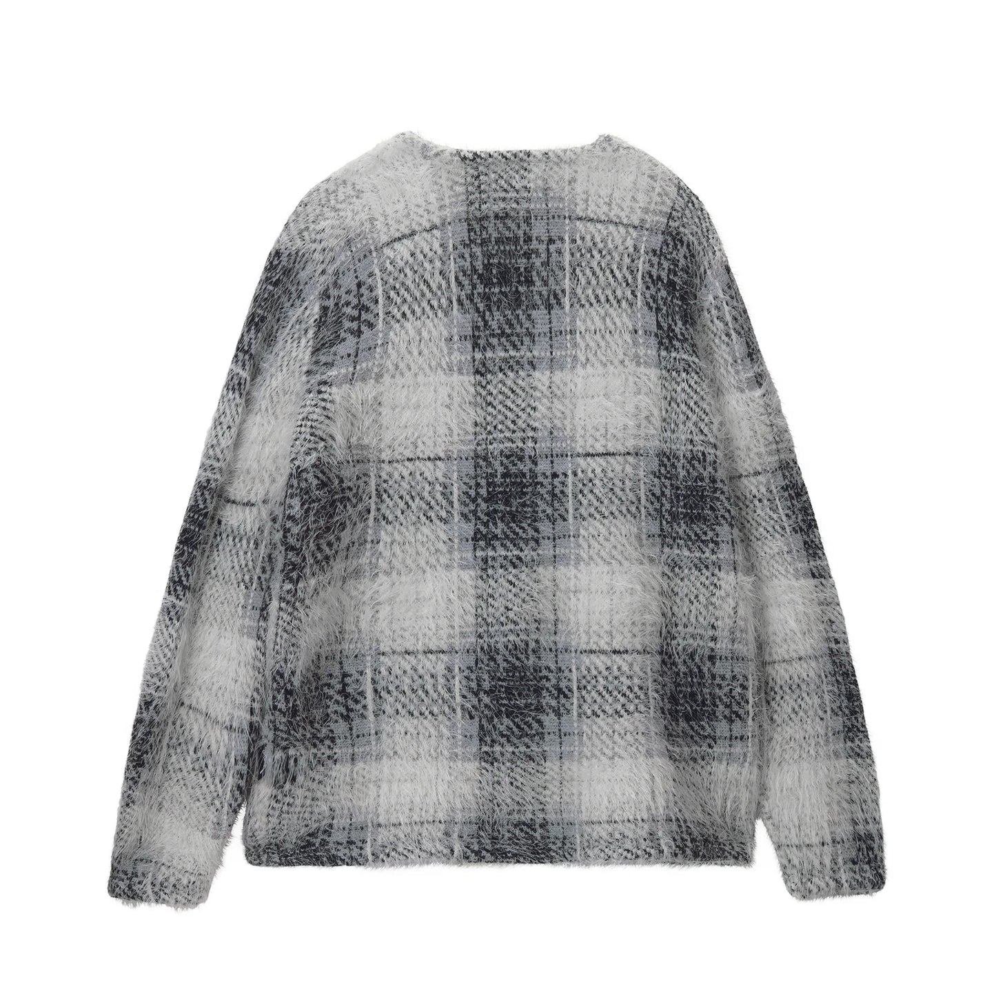 Stussy Hairy Plaid Cardigan - White
