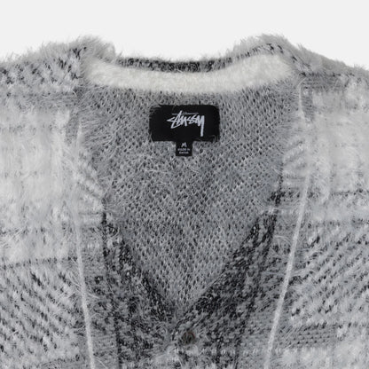 Stussy Hairy Plaid Cardigan - White