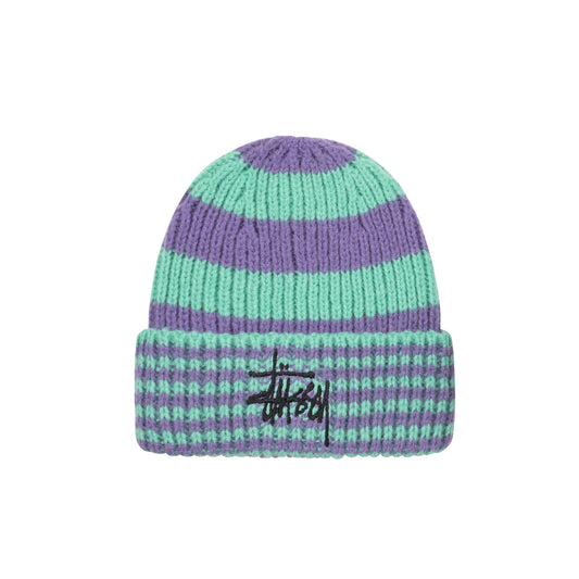 Stussy Striped Big Basic Beanie - Green