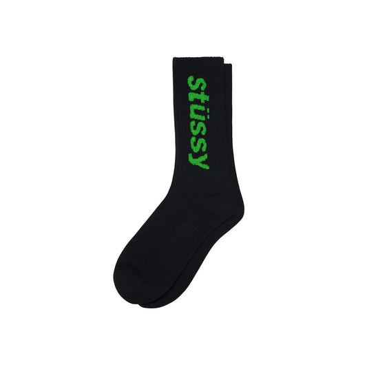 Stussy Helvetica Crew Socks - Black/Green
