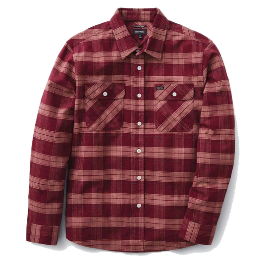 Brixton Bowery Stretch Flannel - Crimson