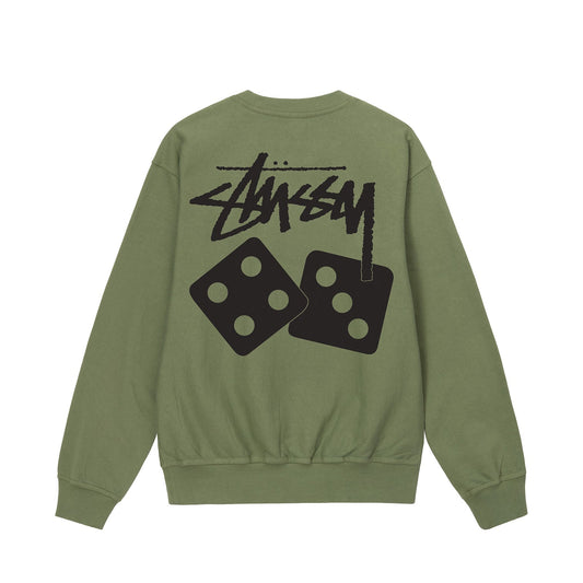 Stussy Dice Pigment Dyed Crewneck - Artichoke