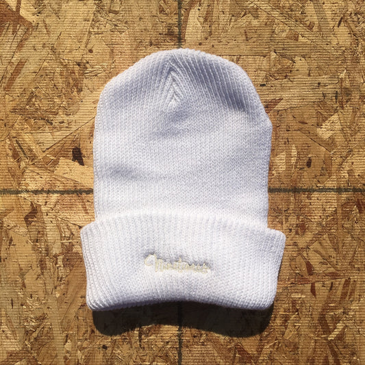 Ninetimes Script Embroidered Beanie - White