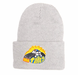Ninetimes Embroidered Fast Car Beanie - Grey