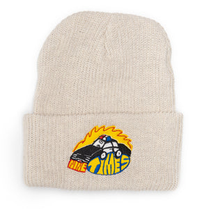 Ninetimes Embroidered Fast Car Beanie - Natural