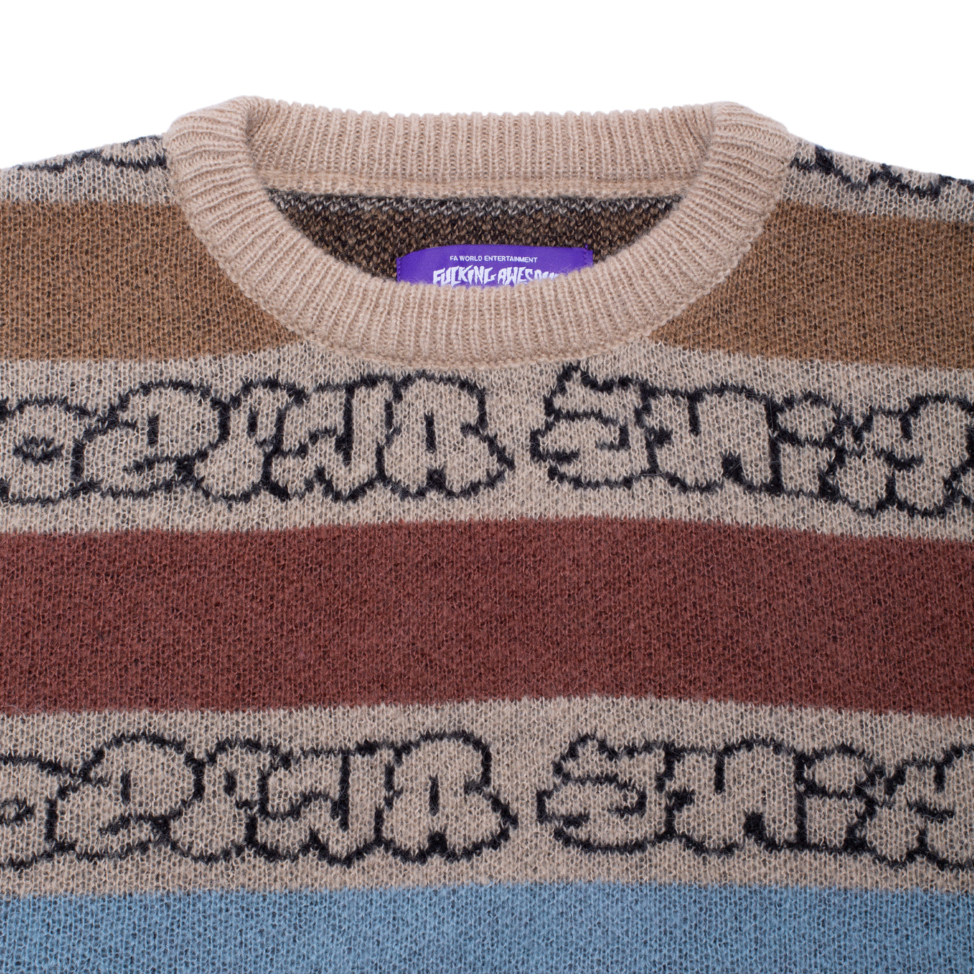 Fucking Awesome Inverted Wanto Brushed Knit Sweater - Tan / Multi