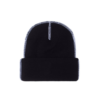 Fucking Awesome World Contrast Stitch Cuff Beanie - Black