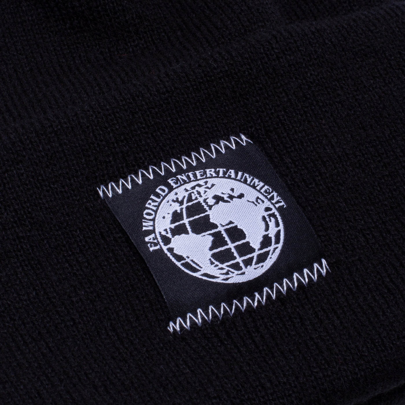 Fucking Awesome World Contrast Stitch Cuff Beanie - Black