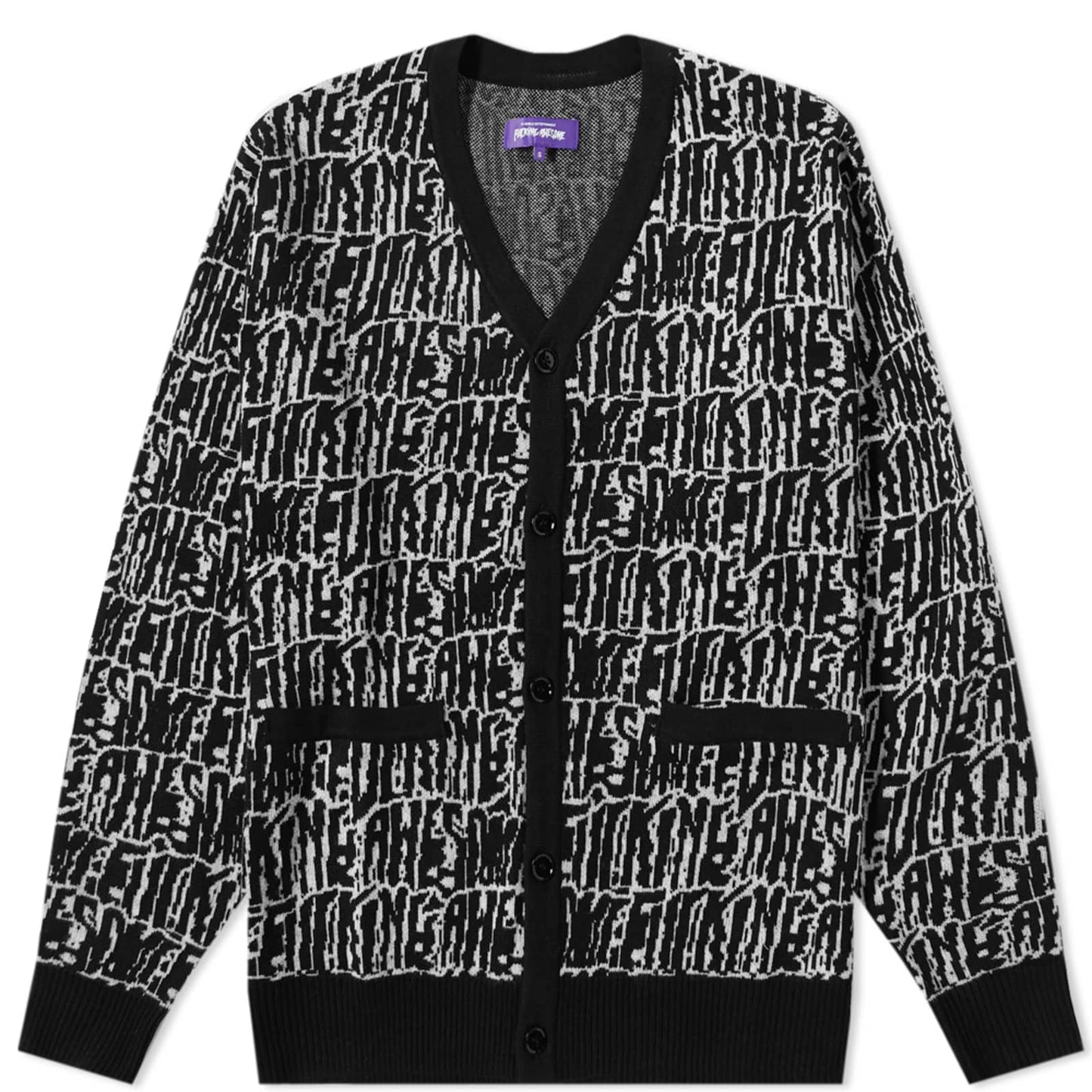 Fucking Awesome Stretched Stamp Cardigan - Black/White