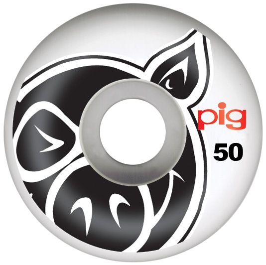 Pig Wheels Pig Head Conical Wheels - 101A 50mm White