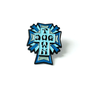 Dogtown Color Logo Cross Enamel Pin - Blue